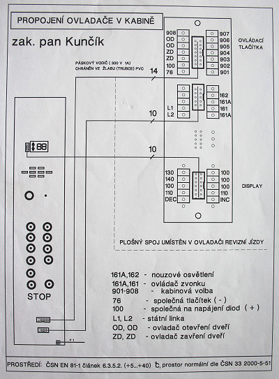 Schema zapojení výtahu
